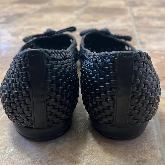 Delman Shana Woven Leather Flats with bow detail size 7 pin up feminine - Picture 4 of 12